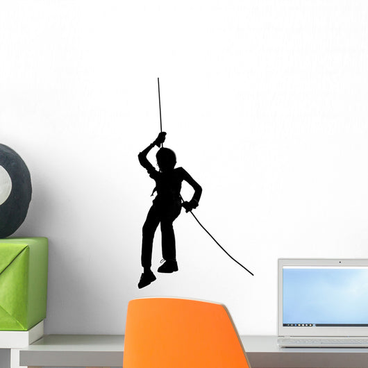 Outline of Person Abseiling Wall Decal