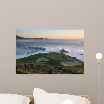 Golf-hole 7 Pebble Beach Wall Decal shown on a wall