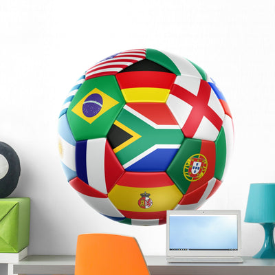 Soccer with Flags from Wall Decal shown on a wall