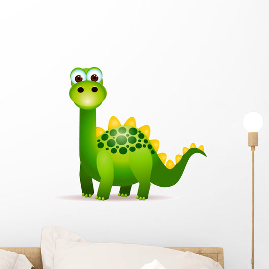 Cute Green Dinosaurs Cartoon Wall Decal