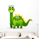 Cute Green Dinosaurs Cartoon Wall Decal
