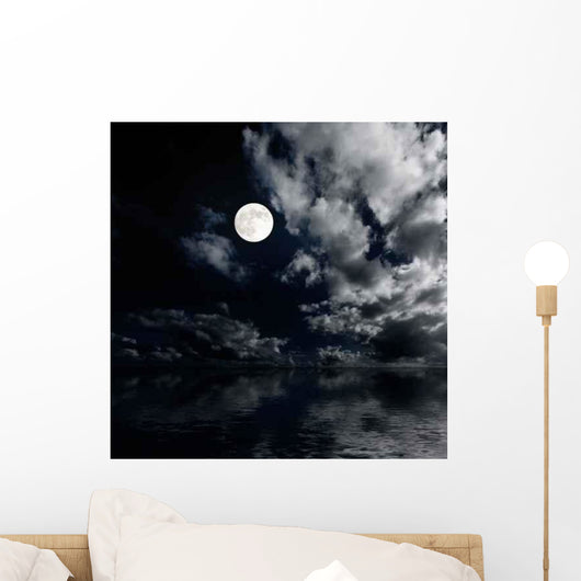 Moon and Clouds above Wall Decal