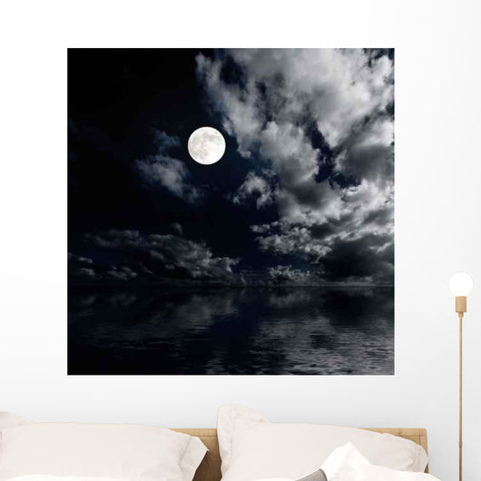 Moon and Clouds above Wall Decal