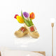 Pair of traditional Dutch wooden shoes with tulips Wall Decal
