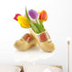 Pair of traditional Dutch wooden shoes with tulips Wall Decal