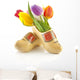 Pair of traditional Dutch wooden shoes with tulips Wall Decal