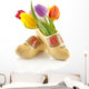 Pair of traditional Dutch wooden shoes with tulips Wall Decal