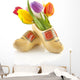 Pair of traditional Dutch wooden shoes with tulips Wall Decal