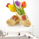Pair of traditional Dutch wooden shoes with tulips Wall Decal