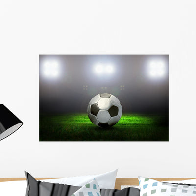 Soccer Ball Field Stadium Wall Mural shown on a wall