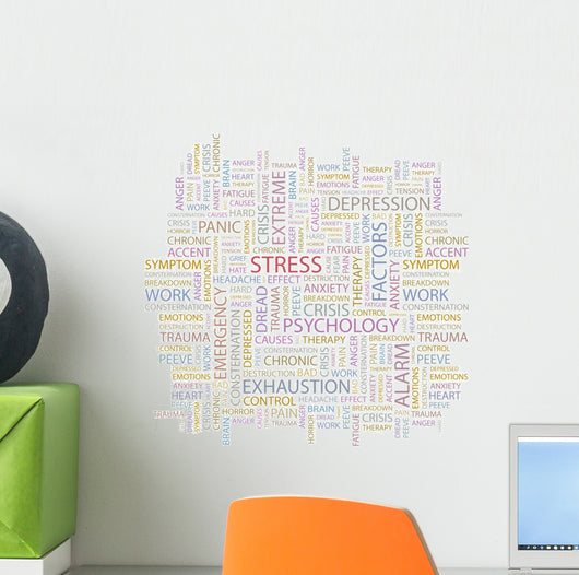 Stress Word Collage White