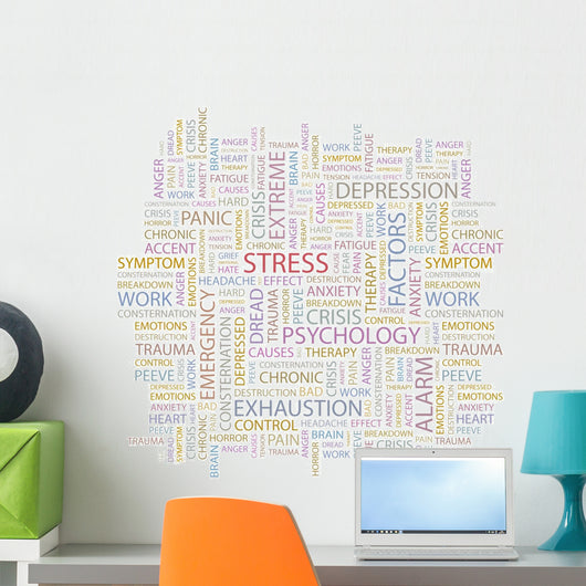 Stress Word Collage White