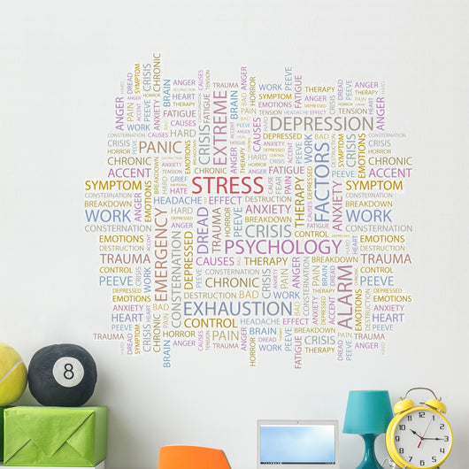 Stress Word Collage White