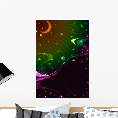 Outer Space Vector Wall Mural shown on a wall