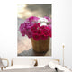 India, Pink And White Flowers In Terracotta Pot At Ahilya Fort Hotel Wall Mural