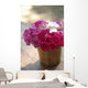 India, Pink And White Flowers In Terracotta Pot At Ahilya Fort Hotel Wall Mural