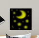 Moon  Shine and Stars on Black Wall Mural
