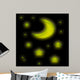 Moon  Shine and Stars on Black Wall Mural