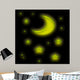Moon  Shine and Stars on Black Wall Mural