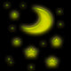 Moon  Shine and Stars on Black Wall Mural