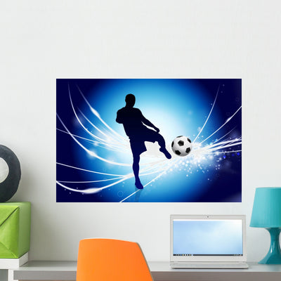 Soccer Player Abstract Modern Wall Mural shown on a wall