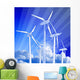 blue sky, windmill generators and rays of light Wall Mural