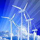 blue sky, windmill generators and rays of light Wall Mural