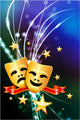 Comedy and Tragedy Masks on Abstract Modern Light Background Wall Mural