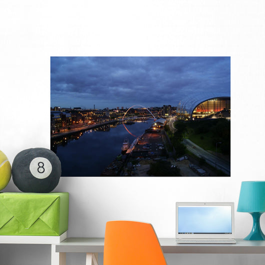 Sage and Millennium Bridge at night Wall Mural