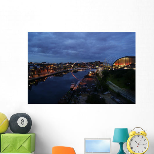 Sage and Millennium Bridge at night Wall Mural
