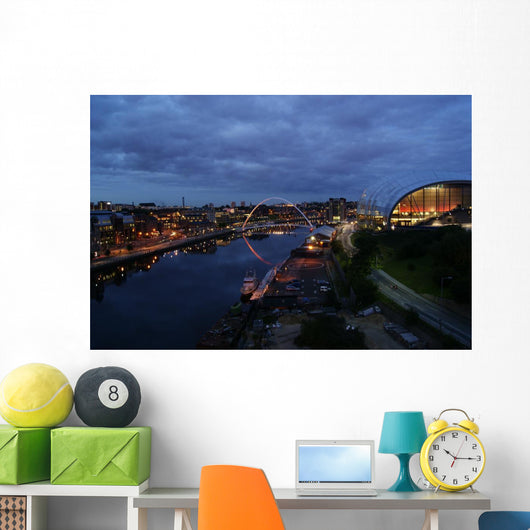 Sage and Millennium Bridge at night Wall Mural