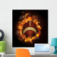 Football in Hot Fire Flames Wall Mural