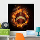 Football in Hot Fire Flames Wall Mural