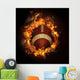 Football in Hot Fire Flames Wall Mural