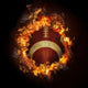 Football in Hot Fire Flames Wall Mural
