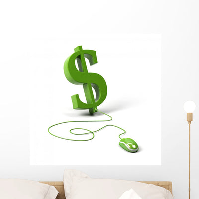 Dollar Symbol Connected to Wall Decal shown on a wall