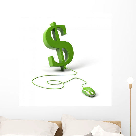 Dollar Symbol Connected to Wall Decal