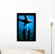 Silhouette Of Children Watching A Sea Lion Wall Mural
