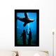 Silhouette Of Children Watching A Sea Lion Wall Mural