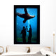 Silhouette Of Children Watching A Sea Lion Wall Mural