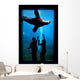 Silhouette Of Children Watching A Sea Lion Wall Mural
