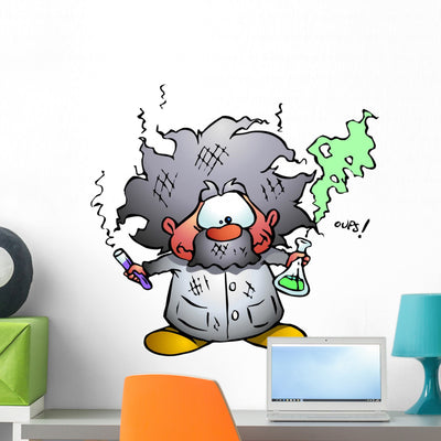 Burnt Professor Einstein Wall Decal shown on a wall