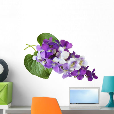 Violet Flowers Wall Decal shown on a wall