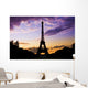 Eiffel Tower Against a coloful sunset Wall Mural