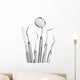 Set of Dental Care Instruments Wall Decal