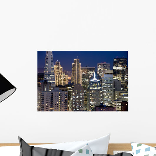 san francisco financial district buildings (nightt Wall Mural