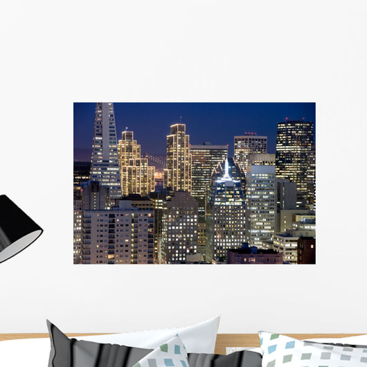 san francisco financial district buildings (nightt Wall Mural