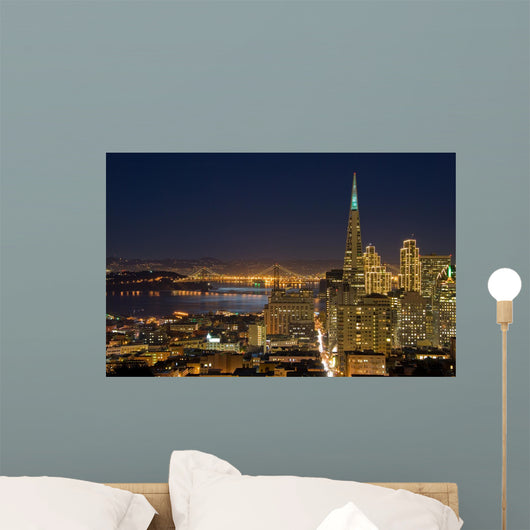 san francisco financial district at night (with ch Wall Mural