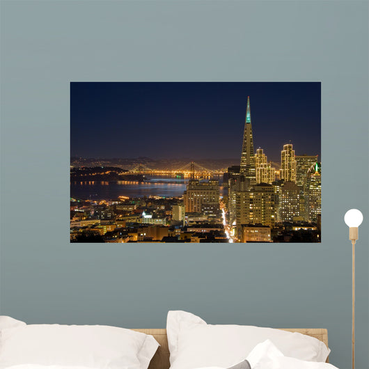 san francisco financial district at night (with ch Wall Mural