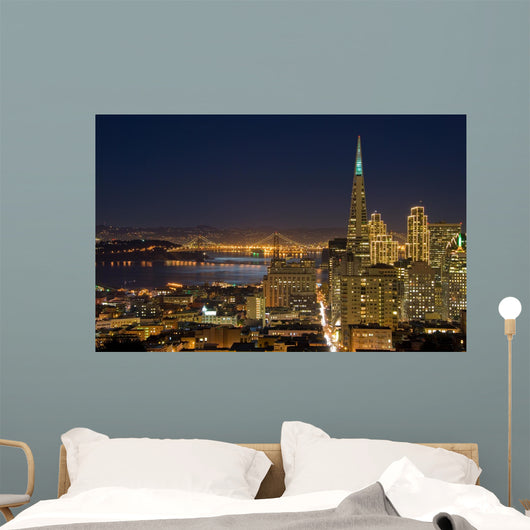 san francisco financial district at night (with ch Wall Mural